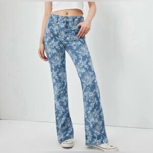 Gap x LoveShackFancy Floral 70s Flare High Rise Jeans Size 28